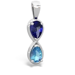 Lab Sapphire Infinity 14K White Gold pendant P5050