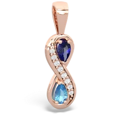 Lab Sapphire Diamond Infinity 14K Rose Gold pendant P5390