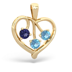 Lab Sapphire Glowing Heart 14K Yellow Gold pendant P2233