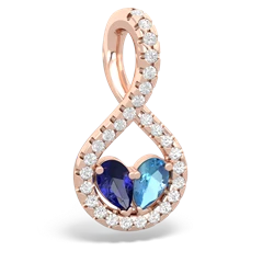 Lab Sapphire Pave Twist 'One Heart' 14K Rose Gold pendant P5360