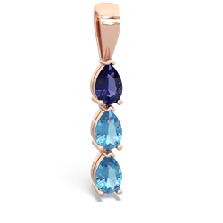 Lab Sapphire Dew Drops 14K Rose Gold pendant P2251