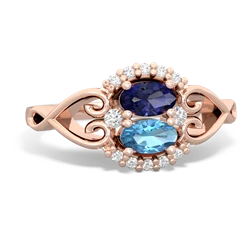 Lab Sapphire Love Nest 14K Rose Gold ring R5860