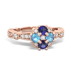 Lab Sapphire Sparkling Tiara Cluster 14K Rose Gold ring R26293RD