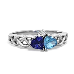 Lab Sapphire Heart To Heart Braid 14K White Gold ring R5870