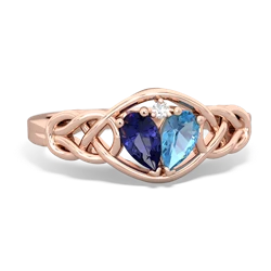 Lab Sapphire Celtic Love Knot 14K Rose Gold ring R5420