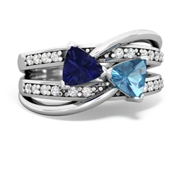 Lab Sapphire Bowtie 14K White Gold ring R2360