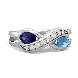 Lab Sapphire Diamond Infinity 14K White Gold ring R5390