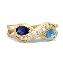 Lab Sapphire Diamond Infinity 14K Yellow Gold ring R5390