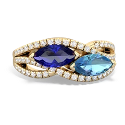 Lab Sapphire Diamond Rivers 14K Yellow Gold ring R3070