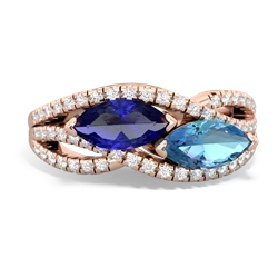 Lab Sapphire Diamond Rivers 14K Rose Gold ring R3070