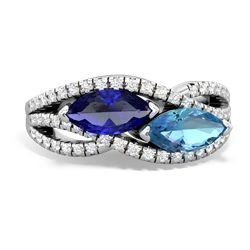 Lab Sapphire Diamond Rivers 14K White Gold ring R3070