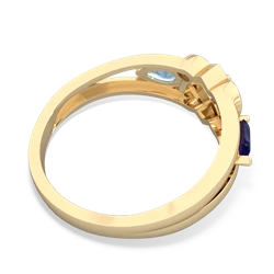 Lab Sapphire Hearts Intertwined 14K Yellow Gold ring R5880