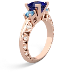 Lab Sapphire Eternal Embrace Engagement 14K Rose Gold ring C2001