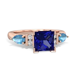 Lab Sapphire 6Mm Princess Eternal Embrace Engagement 14K Rose Gold ring C2002