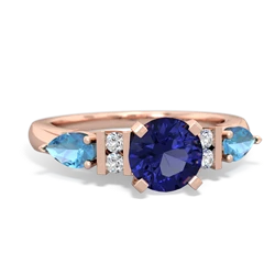 Lab Sapphire 6Mm Round Eternal Embrace Engagement 14K Rose Gold ring R2005