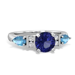 Lab Sapphire 6Mm Round Eternal Embrace Engagement 14K White Gold ring R2005