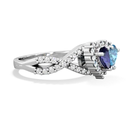 Lab Sapphire Diamond Twist 'One Heart' 14K White Gold ring R2640HRT