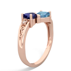 Lab Sapphire Snuggling Hearts 14K Rose Gold ring R2178