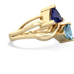 Lab Sapphire Split Band Swirl 14K Yellow Gold ring R2341