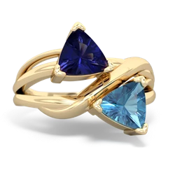 Lab Sapphire Split Band Swirl 14K Yellow Gold ring R2341