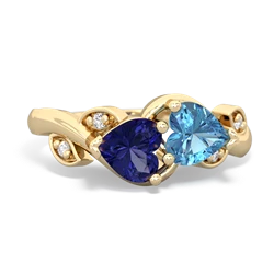 Lab Sapphire Floral Elegance 14K Yellow Gold ring R5790