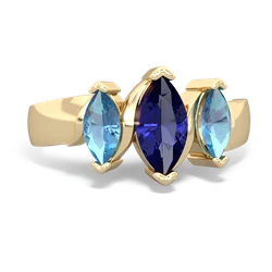 Lab Sapphire Three Peeks 14K Yellow Gold ring R2433