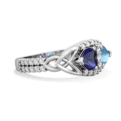 Lab Sapphire Sparkling Celtic Knot 14K White Gold ring R2645