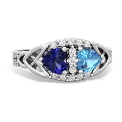 Lab Sapphire Sparkling Celtic Knot 14K White Gold ring R2645