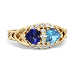 Lab Sapphire Sparkling Celtic Knot 14K Yellow Gold ring R2645