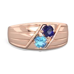 Lab Sapphire Men's Streamline 14K Rose Gold ring R0460