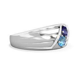 Lab Sapphire Men's Streamline 14K White Gold ring R0460