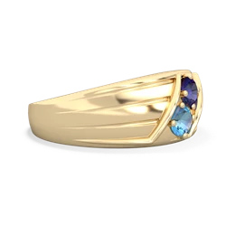 Lab Sapphire Men's Streamline 14K Yellow Gold ring R0460