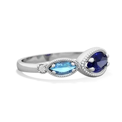 Lab Sapphire Milgrain Marquise 14K White Gold ring R5700