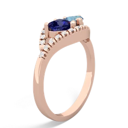 Lab Sapphire Mother And Child 14K Rose Gold ring R3010