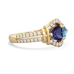 Lab Sapphire Art-Deco Keepsake 14K Yellow Gold ring R5630