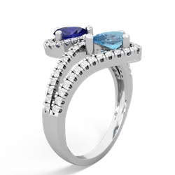 Lab Sapphire Diamond Dazzler 14K White Gold ring R3000