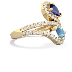 Lab Sapphire Diamond Dazzler 14K Yellow Gold ring R3000