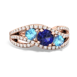 Lab Sapphire Three Stone Aurora 14K Rose Gold ring R3080