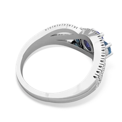 Lab Sapphire Three Stone Aurora 14K White Gold ring R3080