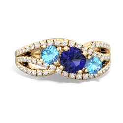 Lab Sapphire Three Stone Aurora 14K Yellow Gold ring R3080