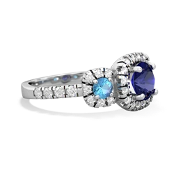 Lab Sapphire Regal Halo 14K White Gold ring R5350