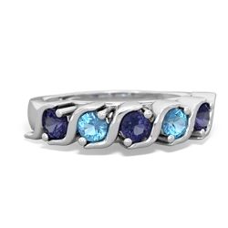 Lab Sapphire Anniversary Band 14K White Gold ring R2089