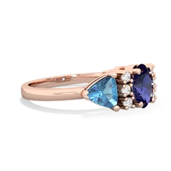 Lab Sapphire Antique Style Three Stone 14K Rose Gold ring R2186