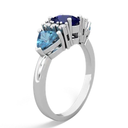 Lab Sapphire Antique Style Three Stone 14K White Gold ring R2186