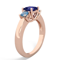 Lab Sapphire Three Stone Trellis 14K Rose Gold ring R4015