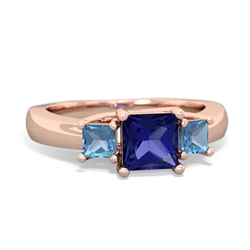 Lab Sapphire Three Stone Trellis 14K Rose Gold ring R4015