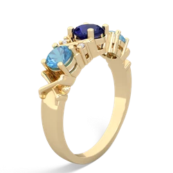 Lab Sapphire Hugs And Kisses 14K Yellow Gold ring R5016