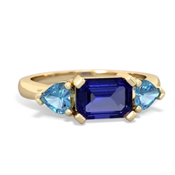 Lab Sapphire Three Stone 14K Yellow Gold ring R5235