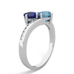 Lab Sapphire Channel Set Two Stone 14K White Gold ring R5303