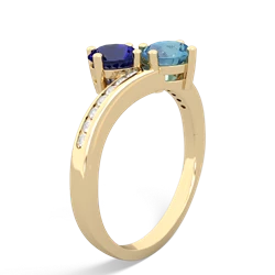 Lab Sapphire Channel Set Two Stone 14K Yellow Gold ring R5303